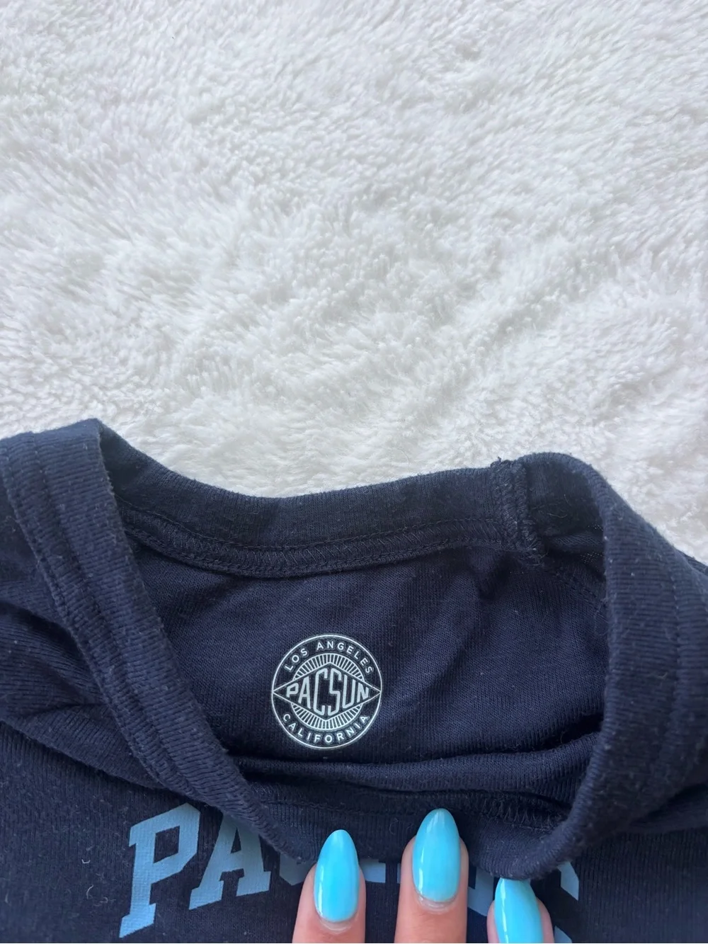 PacSun Pacific Sunwear Women's Navy Long-Sleeve Crop Top